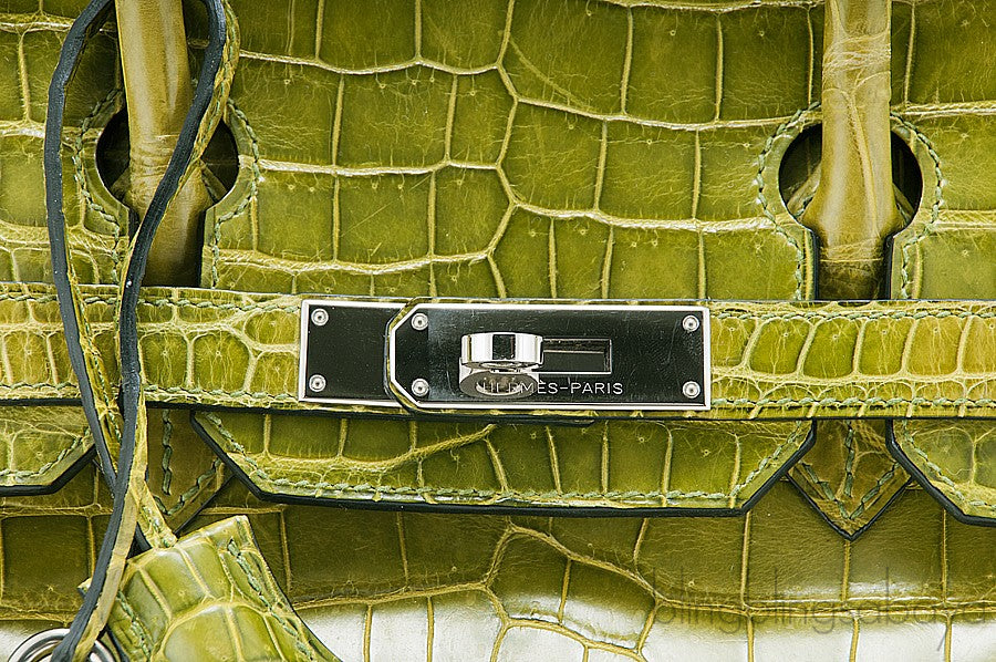 Birkin 30 Vert Pelouse Porosus