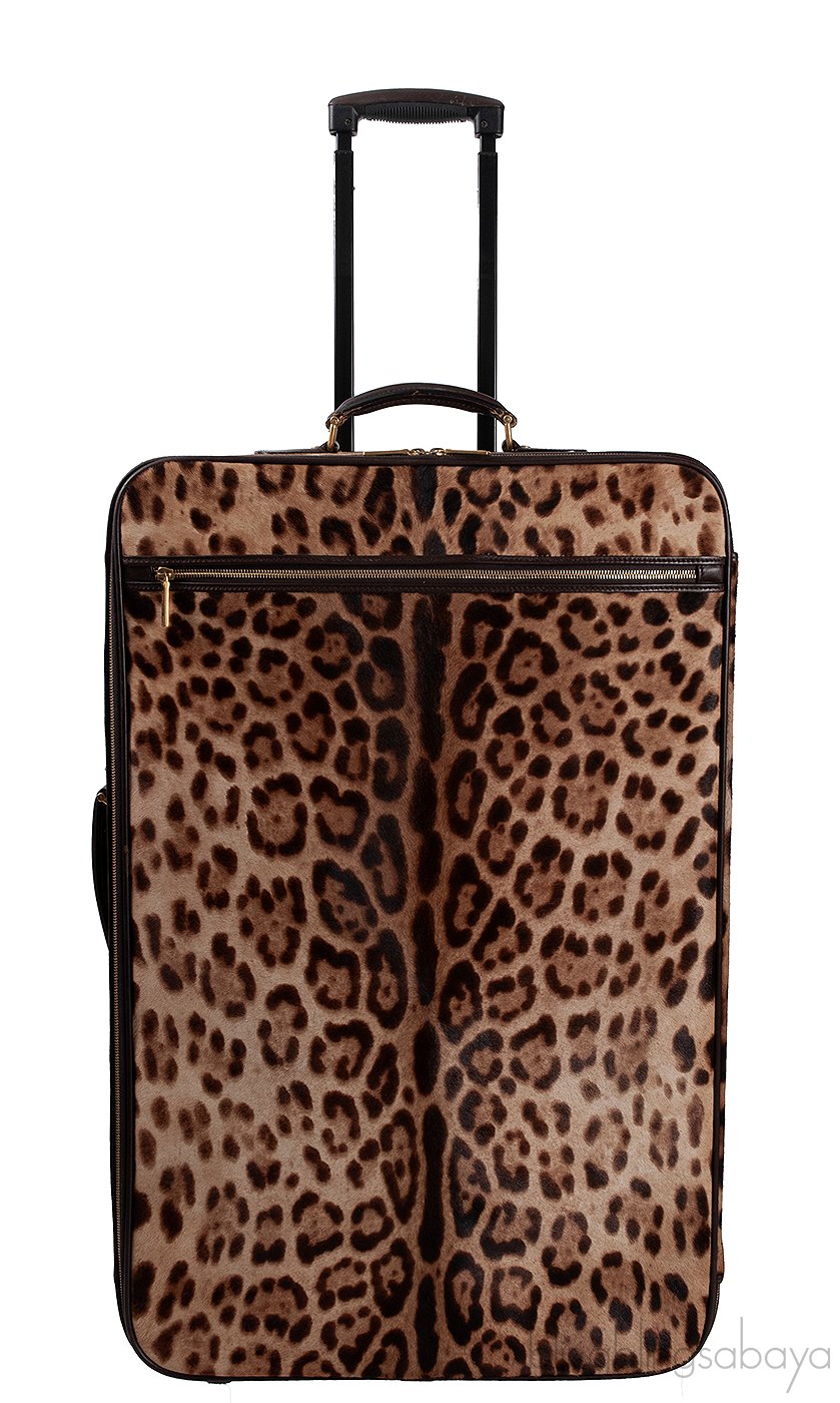 Leopard Pony Hair Large Luggage Trolley