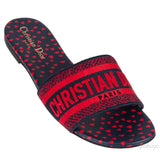 Dway Slide Navy Red Embroidered Slides
