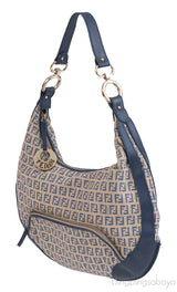 Fendi Blue FF Printed Canvas Hobo