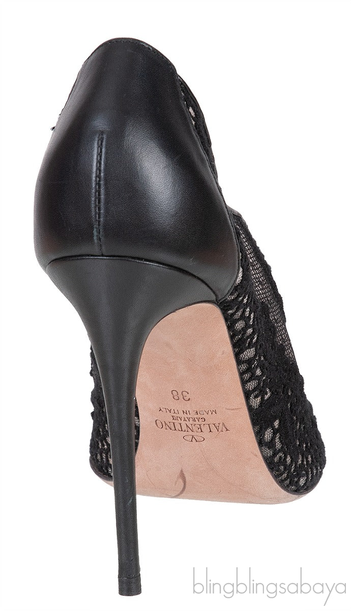 Black Mesh Pointed Toe Heels
