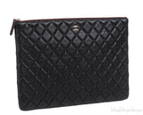 Chanel Black Large CC Quilted Lambskin O-Case Clutch