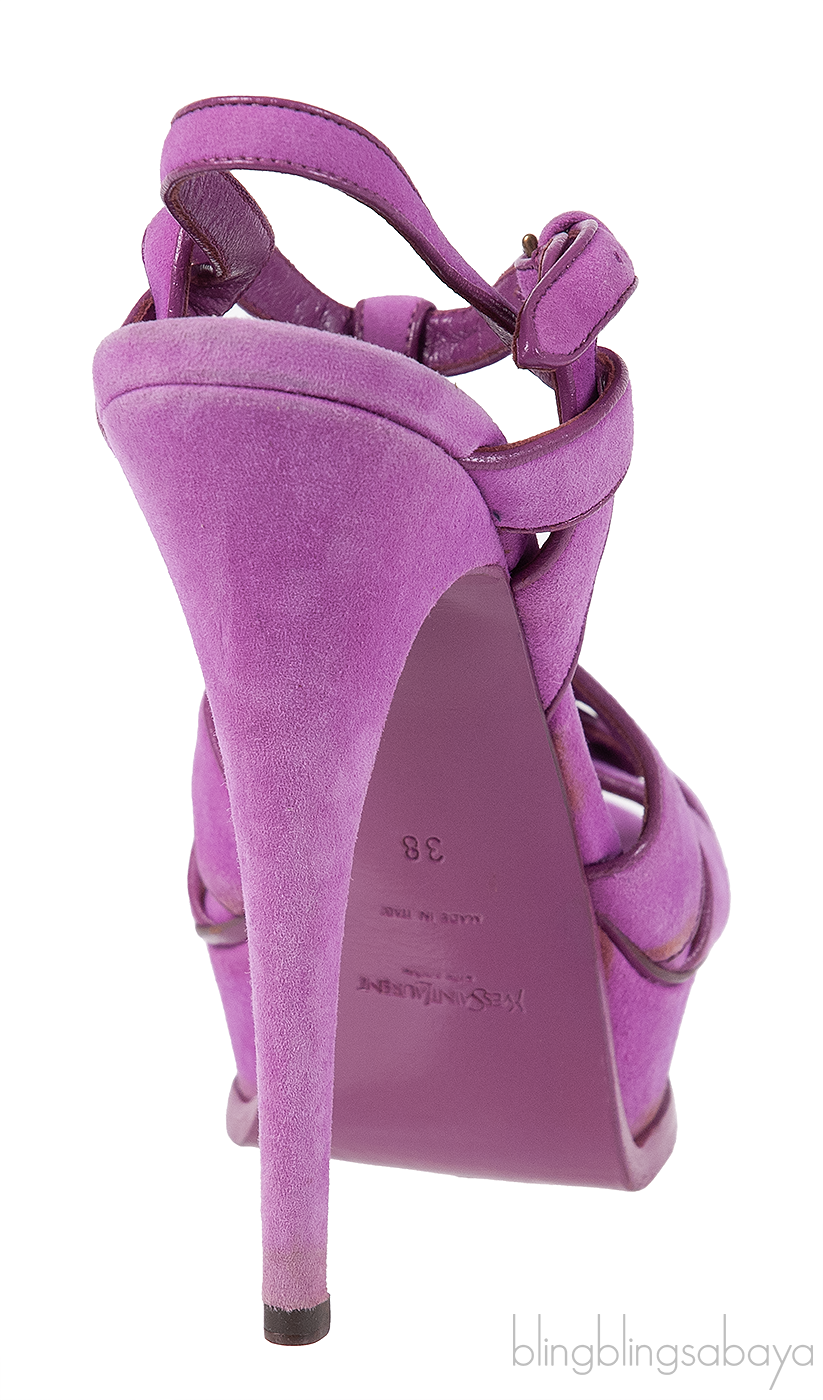 YVES SAINT LAURENT Purple Suede Tribute Sandals