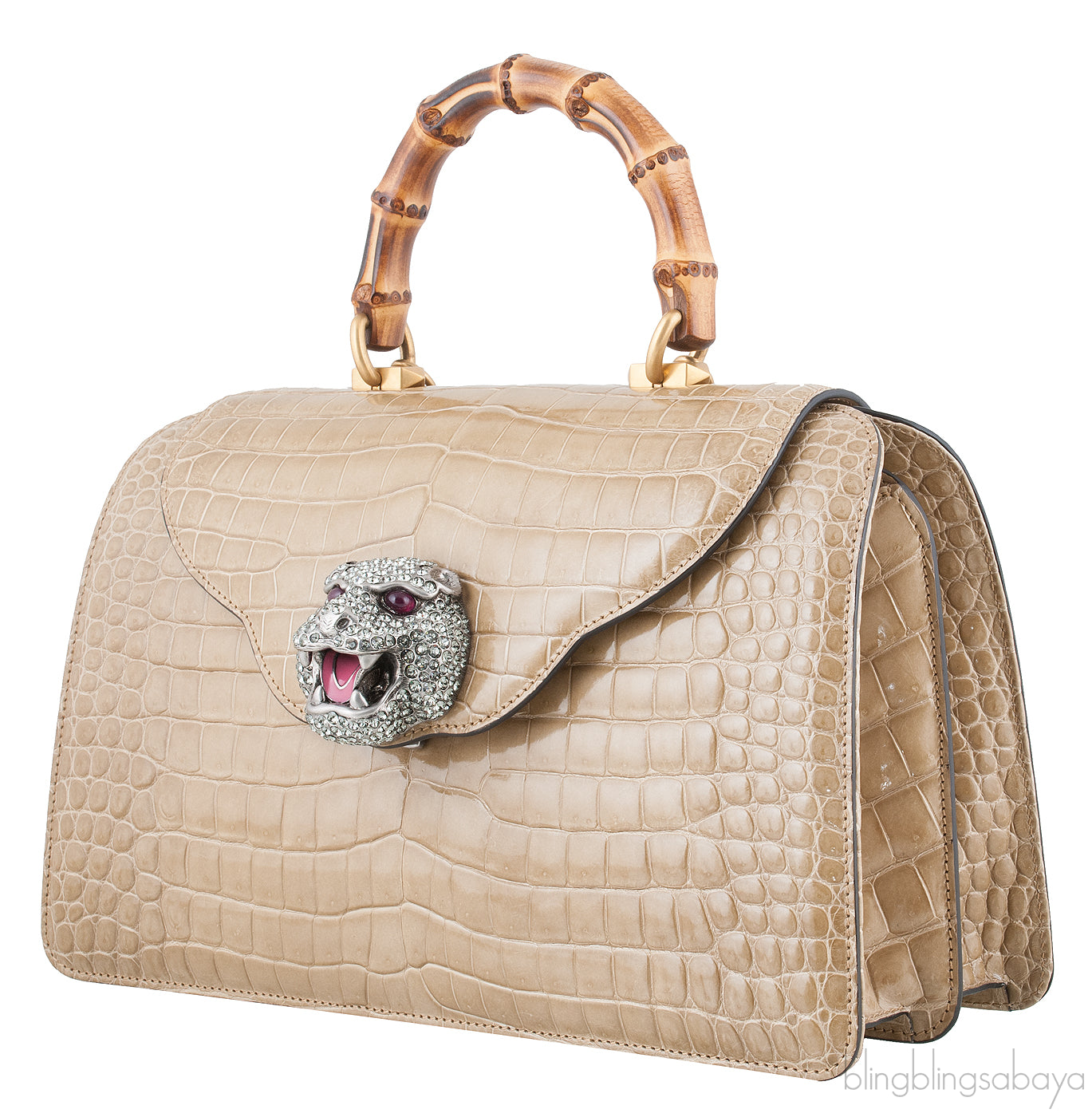 Thiara Bamboo Handle Crocodile Bag