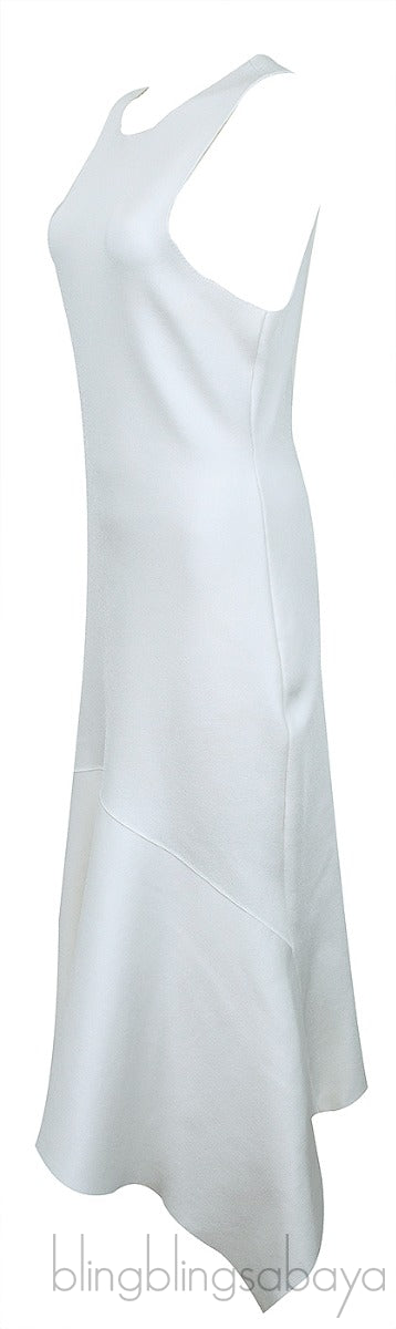 White Sleeveless Asymmetrical Hem Dress
