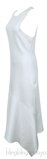White Sleeveless Asymmetrical Hem Dress