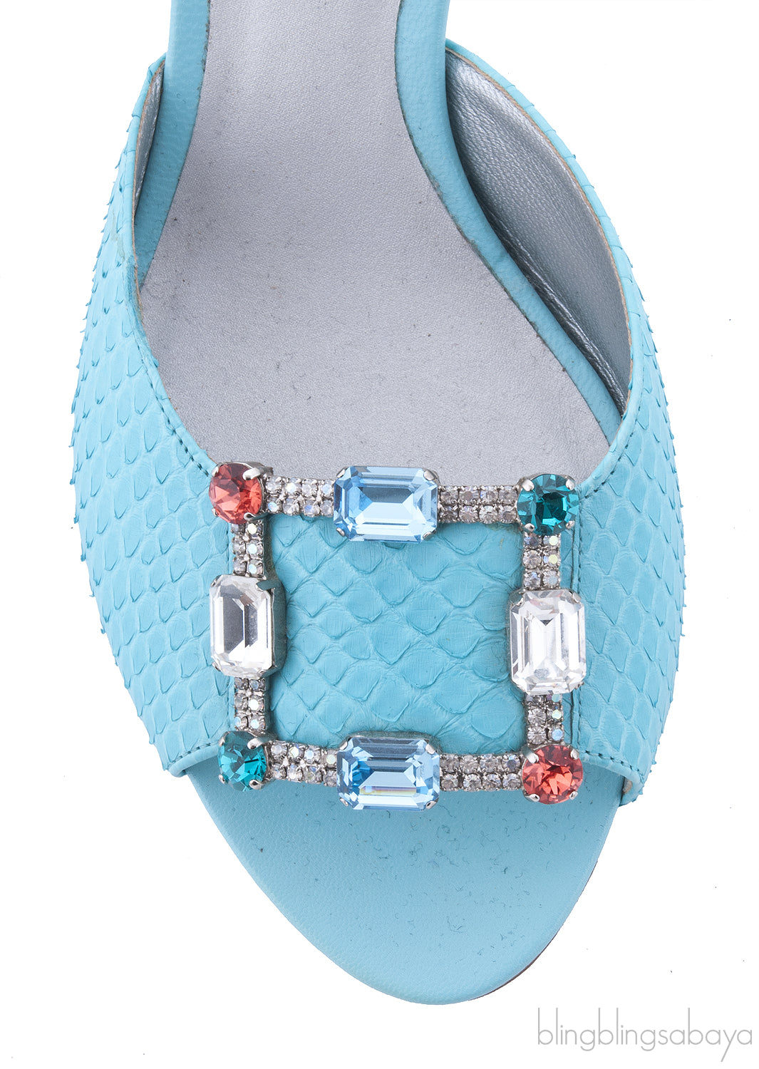 Turquoise Multicolor Stone Python Sandals*