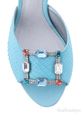 Turquoise Multicolor Stone Python Sandals*