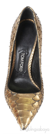Tom Ford Python Gold Pointed Heels