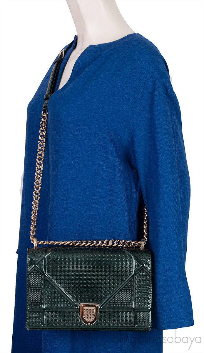 CHRISTIAN DIOR Diorama Emerald Green Flap Shoulder Bag