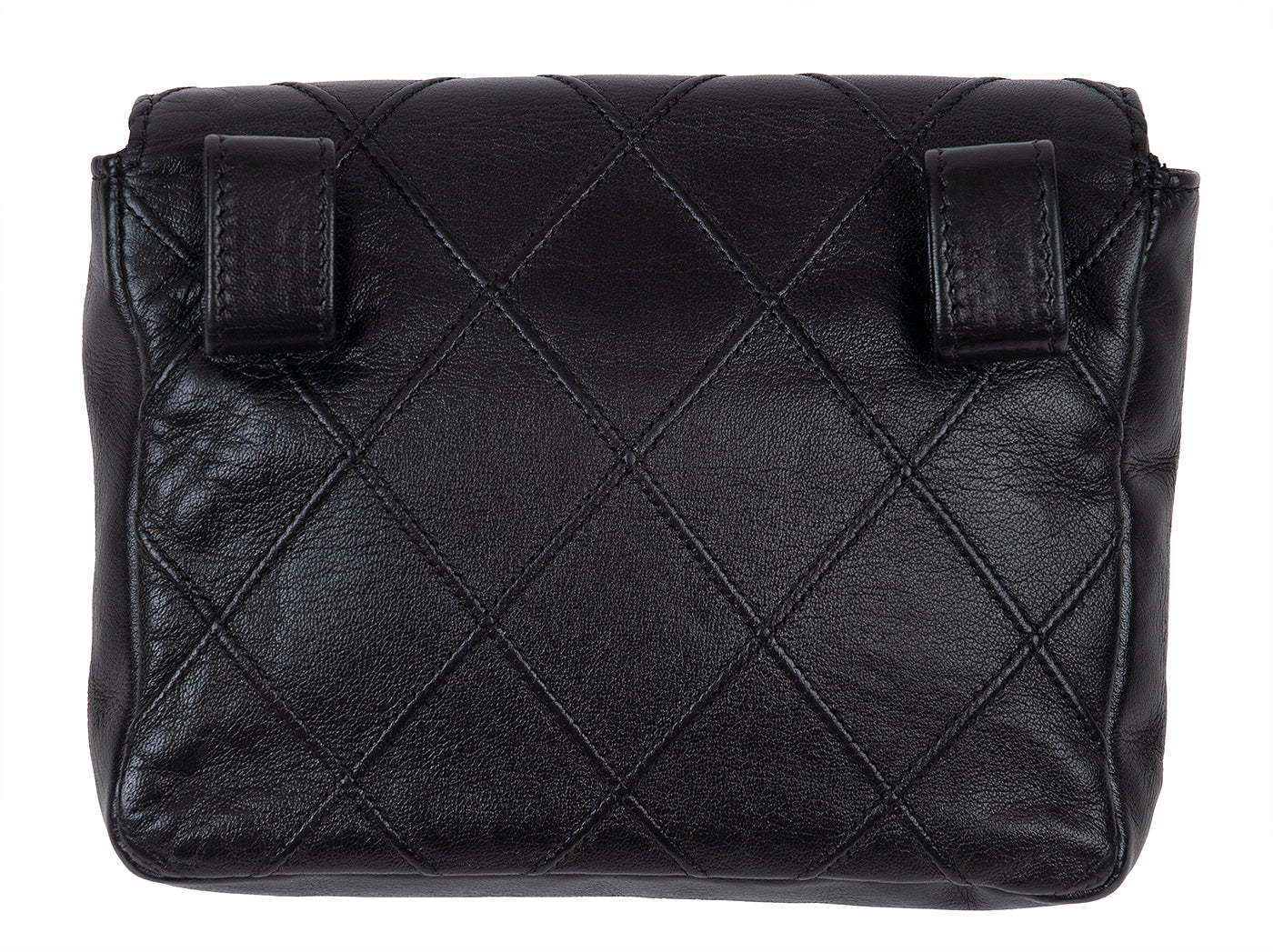 Chanel Black Quilted Leather Vintage Classic Chain Belt Bag