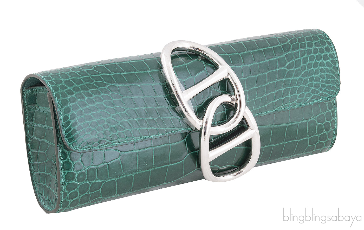 Egee Emerald Crocodile Clutch