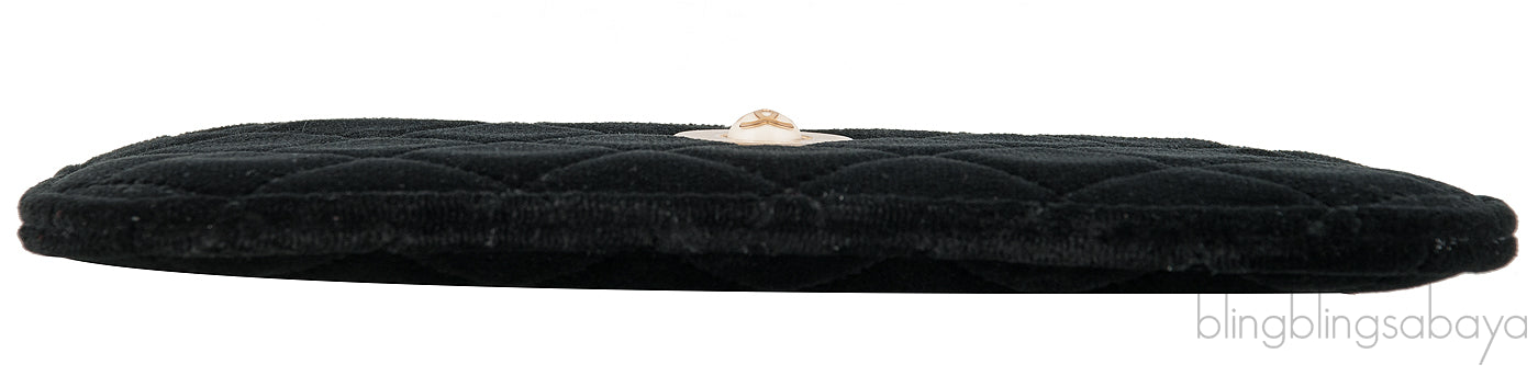 Black Quilted Velvet Pouch