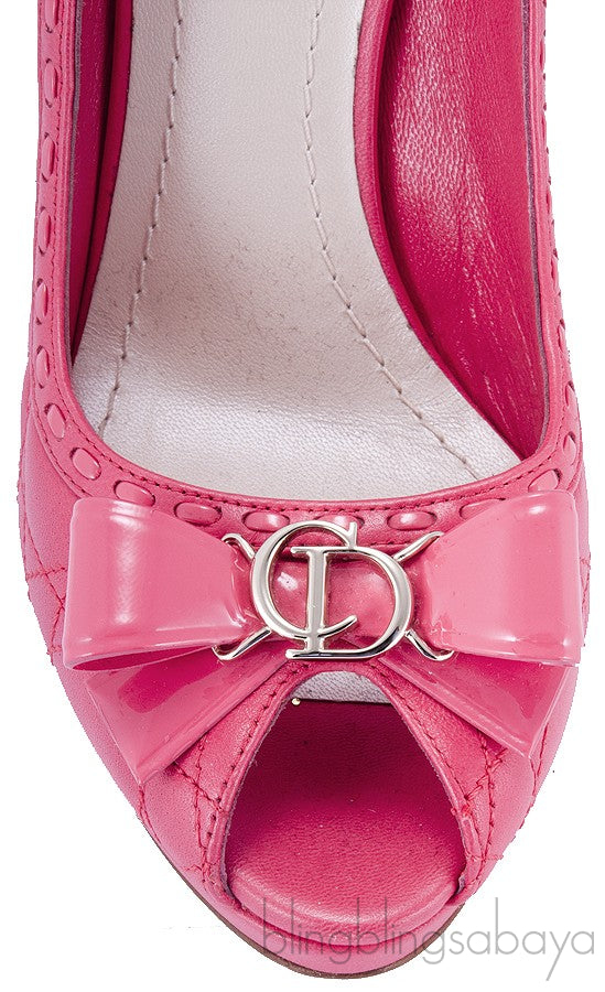 Cannage Quilted Leather Bow Pump