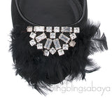 Black Velvet Crystal/Feather Heels