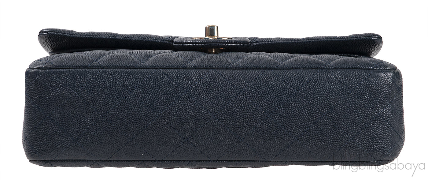Classic Midnight Blue Medium Double Flap Bag GHW