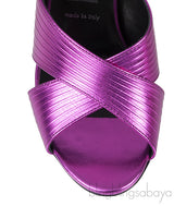 Criss-cross Metallic Magenta Slingback Sandals