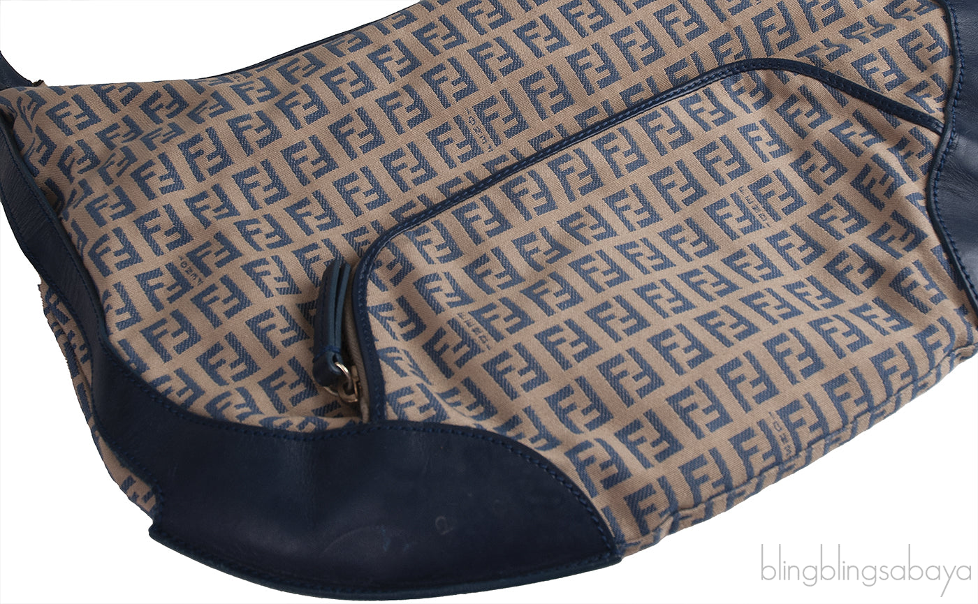 Fendi Blue FF Printed Canvas Hobo