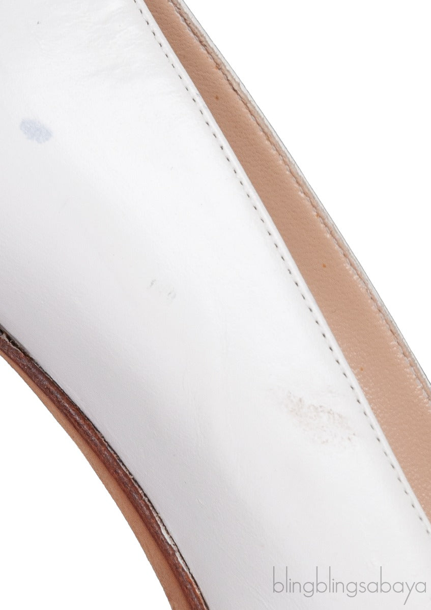 White Matte Pointed Toe Heels
