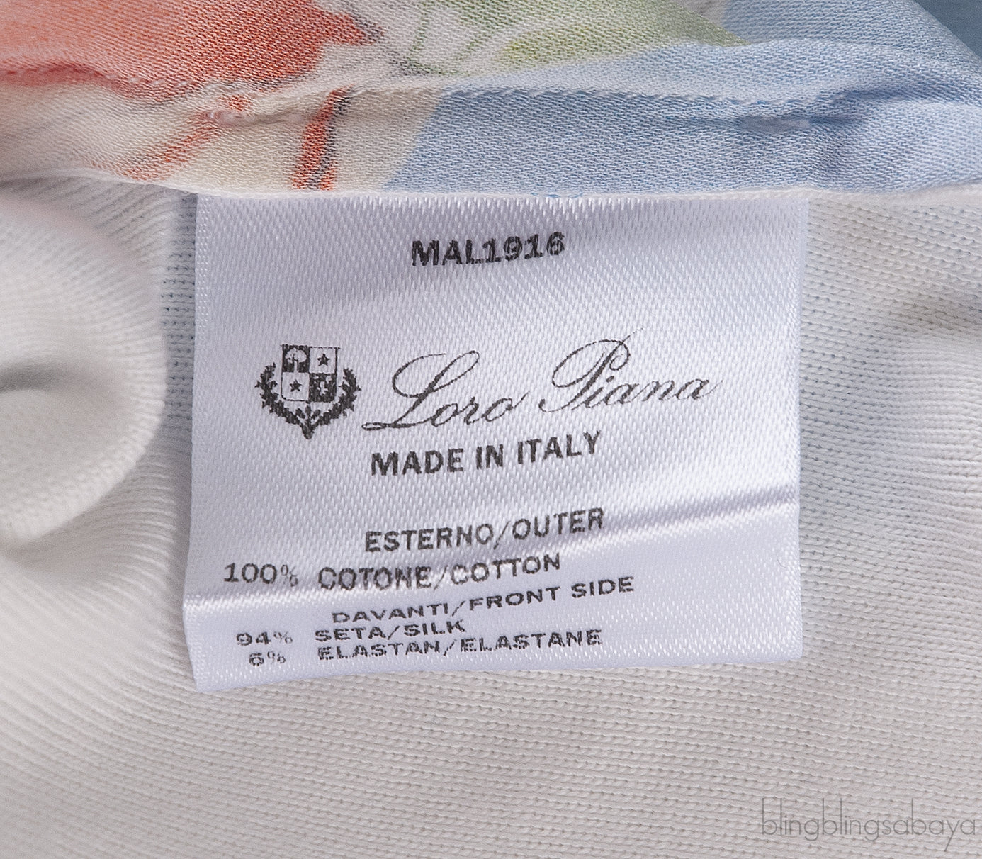 Light Blue Floral White Printed T-shirt