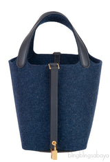 Picotin 18 Blue Nuit Feutre Wool & Black Swift GHW