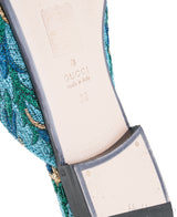 Blue Floral Lurex Princetown Sandals