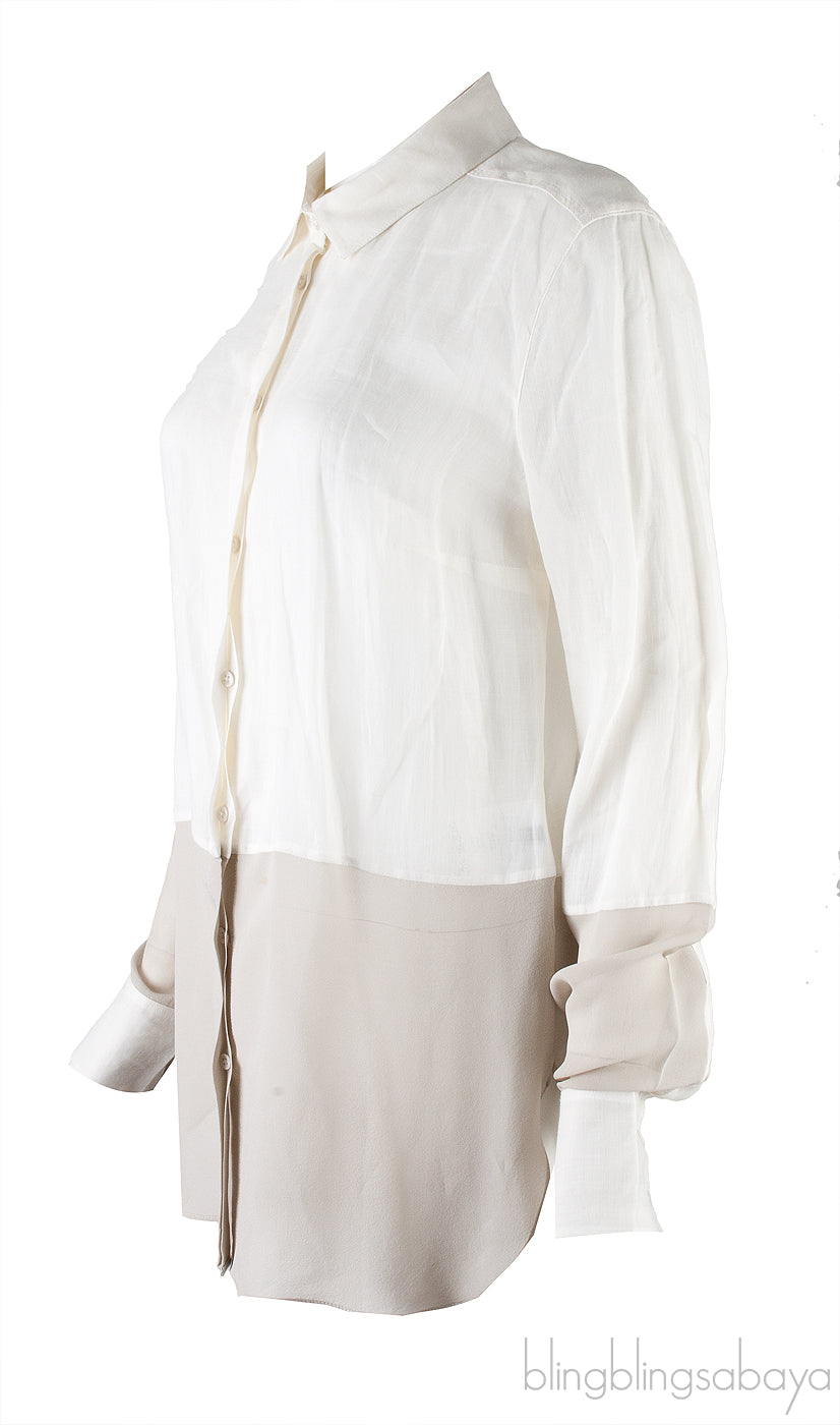 Linen Bi-color Long Sleeve Shirt