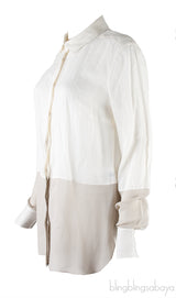 Linen Bi-color Long Sleeve Shirt