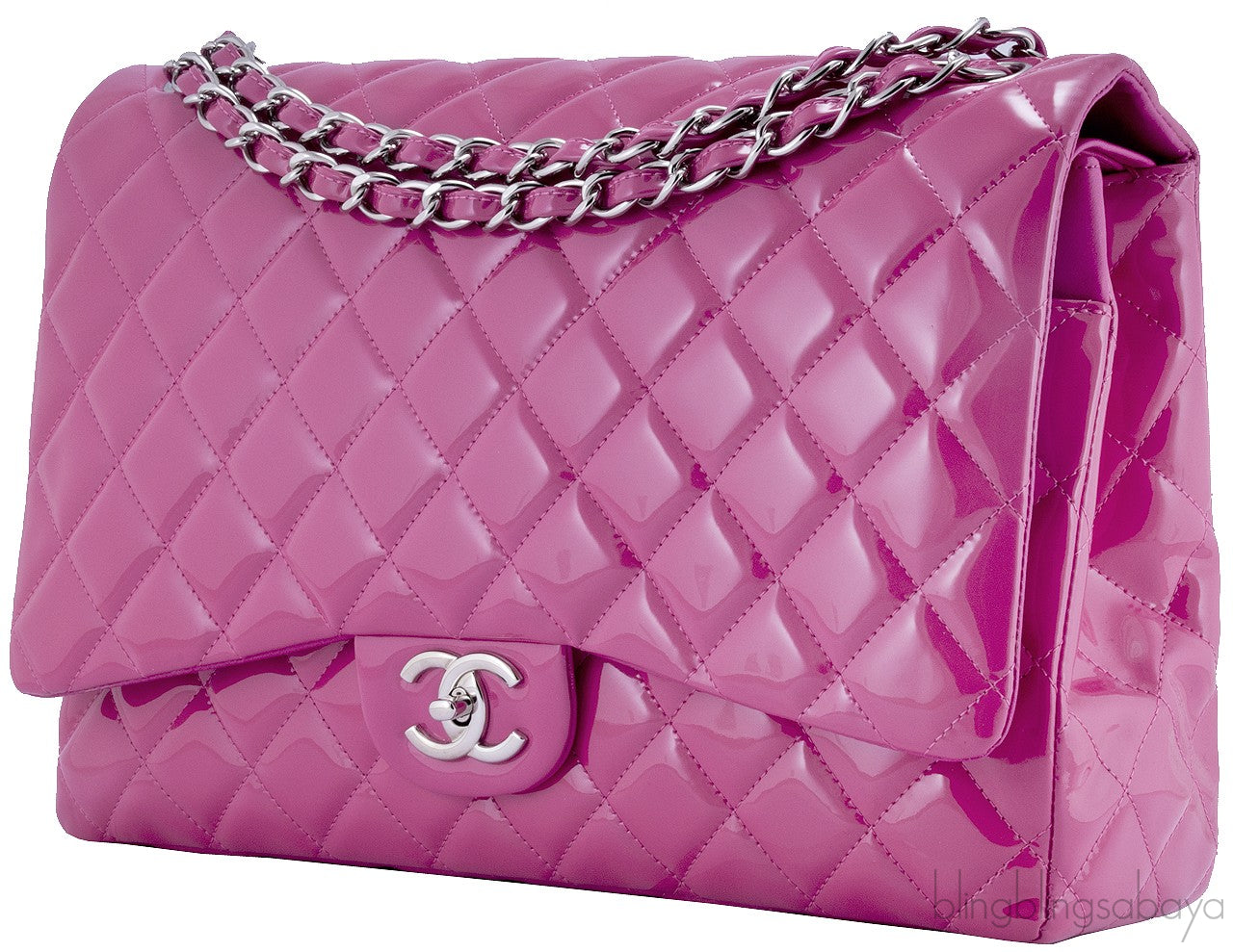 Fuchsia Quilted Maxi Flap Bag