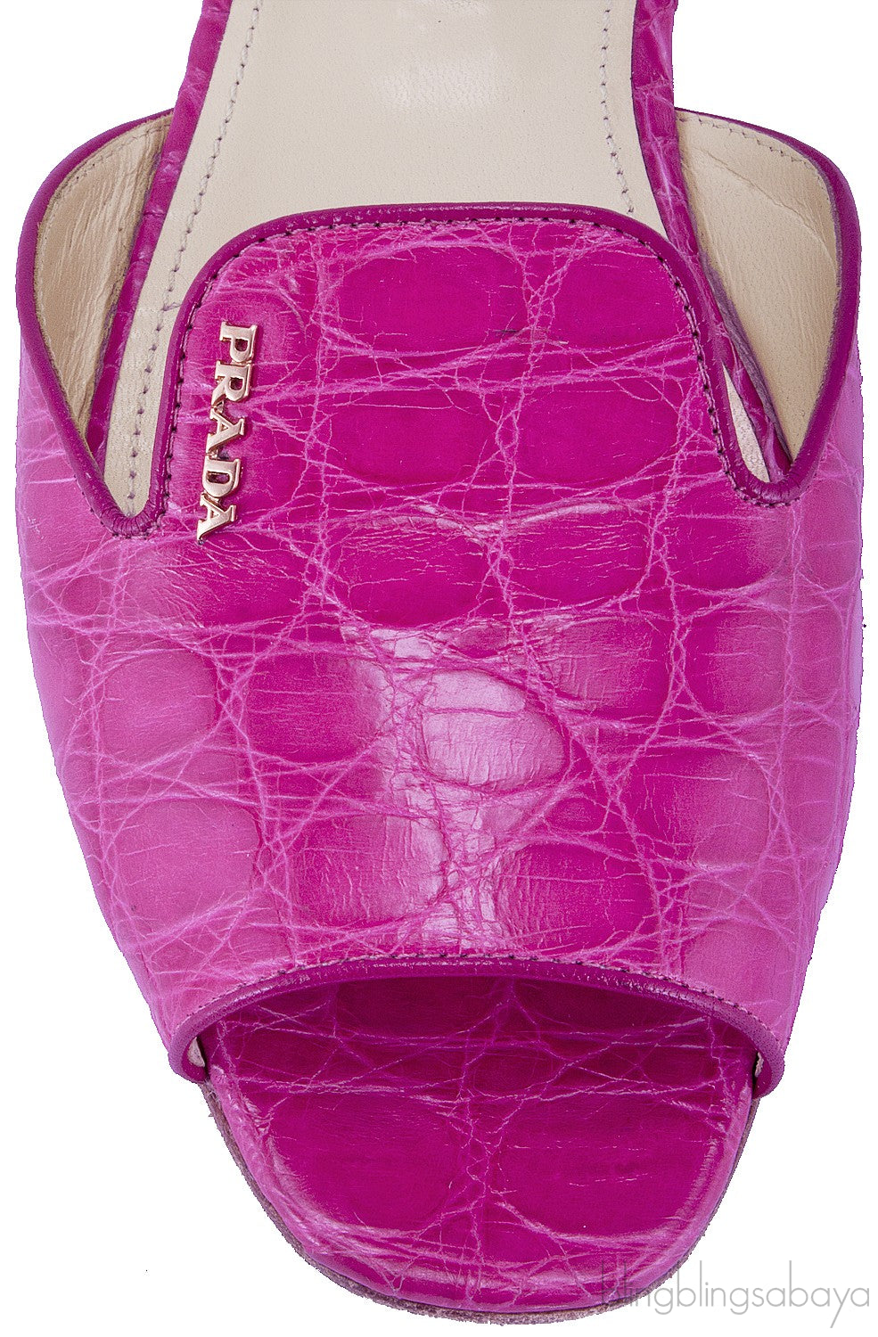 Fuchsia Croc Print Open Toe Slide