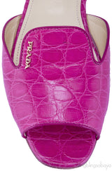 Fuchsia Croc Print Open Toe Slide