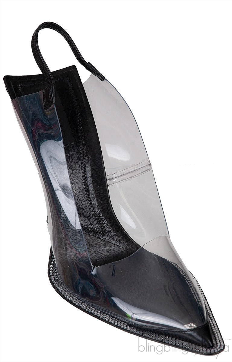 Black Marlow PVC Slingback Pumps