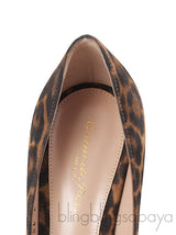 Leopard Print Suede Pointed Toe Heels