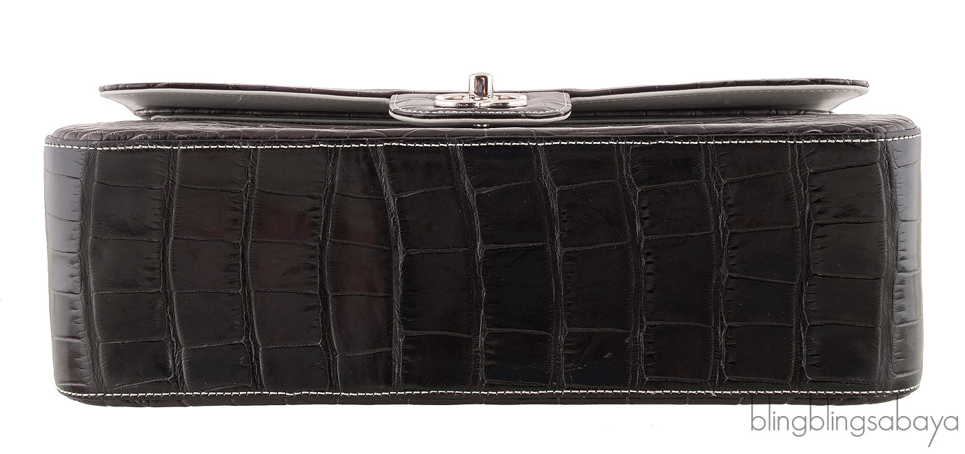 Ombre Grey Crocodile Flap Bag