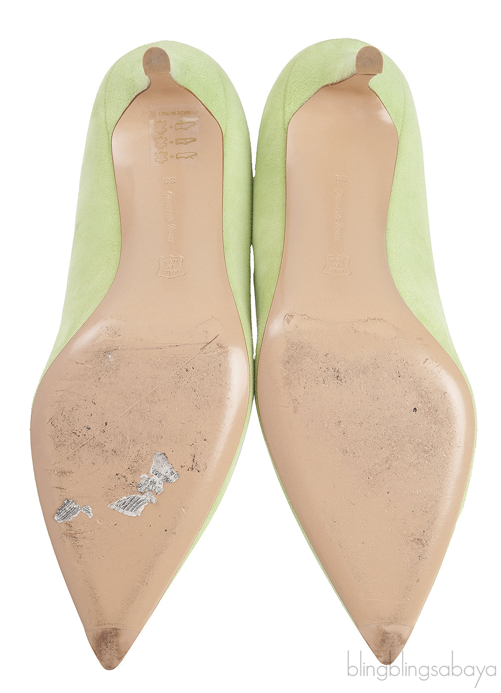 Apple Green Suede Pointed Toe Heels