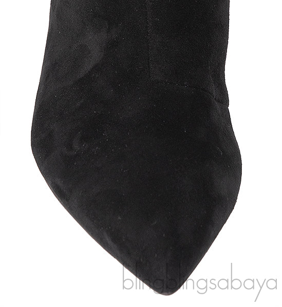Balmain Black Pointed Toe Suede Ankle Boots