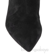 Balmain Black Pointed Toe Suede Ankle Boots