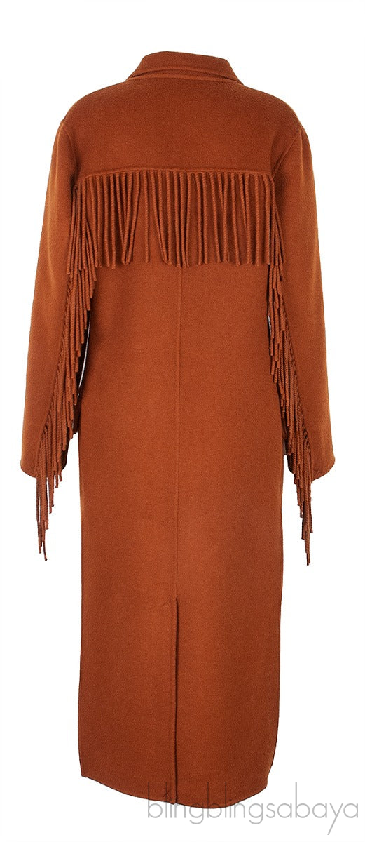 Brown Hazeen Fringe Coat