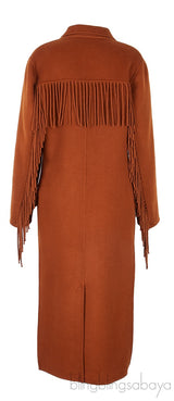 Brown Hazeen Fringe Coat