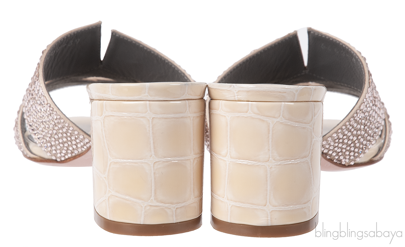 Pink Crystal Croc Embossed Sandals