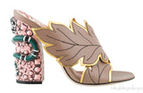 Leaf Gold Serpent Heel Slide Mule