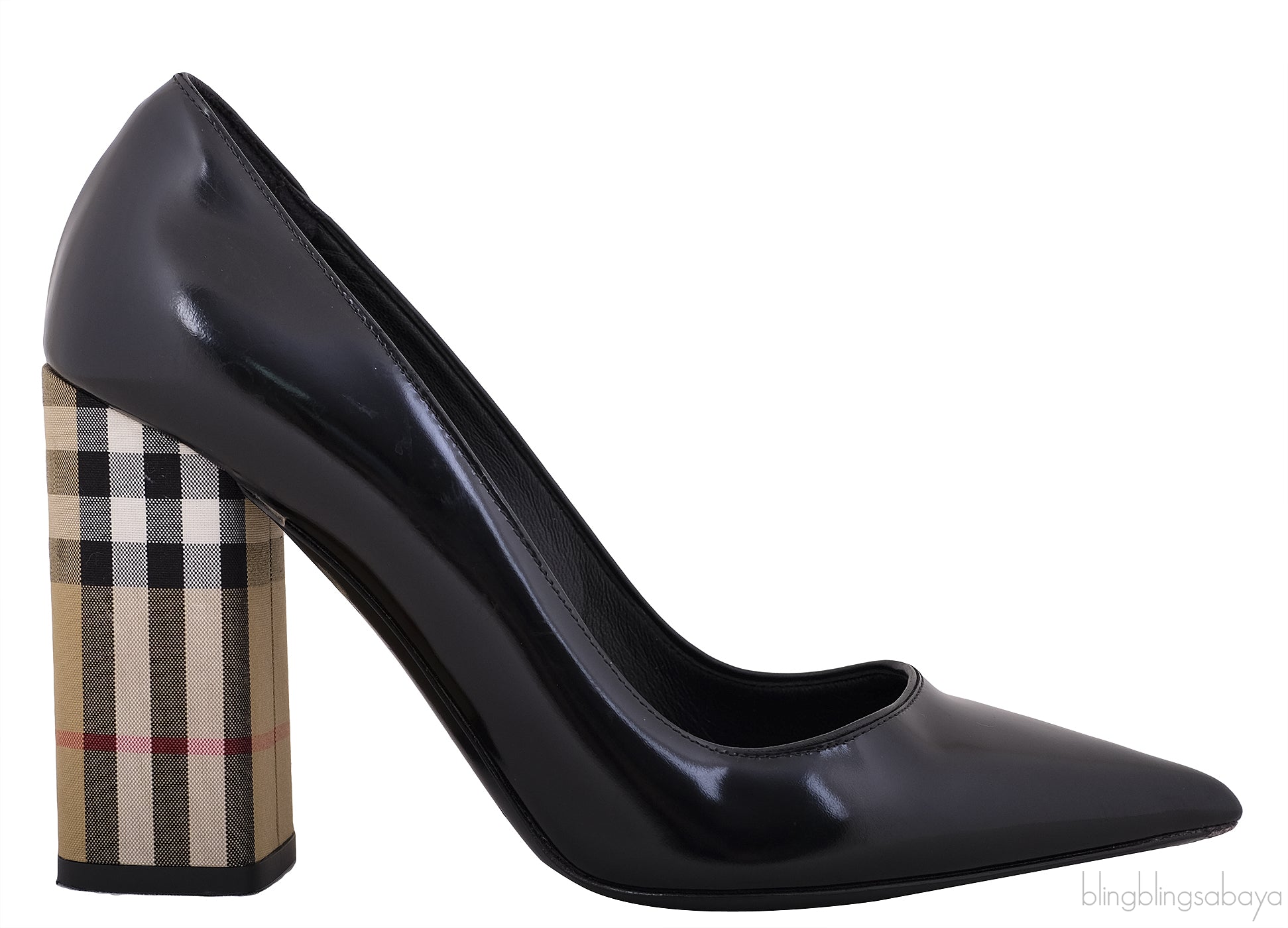 Black Pointed Toe Checkered Heels