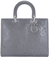 Lady Dior Grey Ostrich