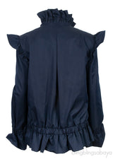 Dark Blue Ruffled Bomber