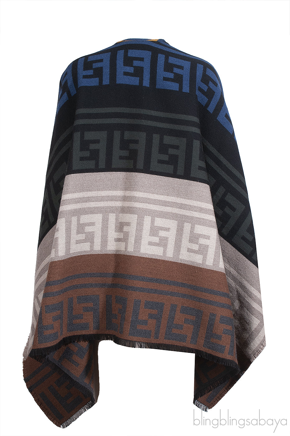 Fendi Multicolor FF Pattern Wool Poncho