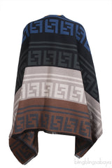 Fendi Multicolor FF Pattern Wool Poncho