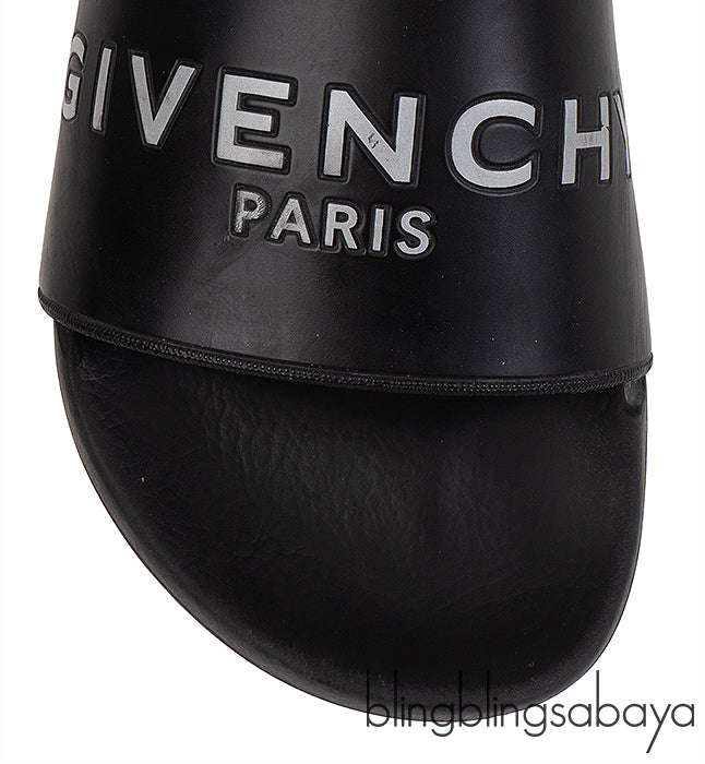 Givenchy Black Logo Print Pool Rubber Slides