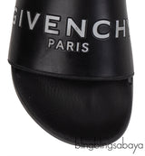 Givenchy Black Logo Print Pool Rubber Slides