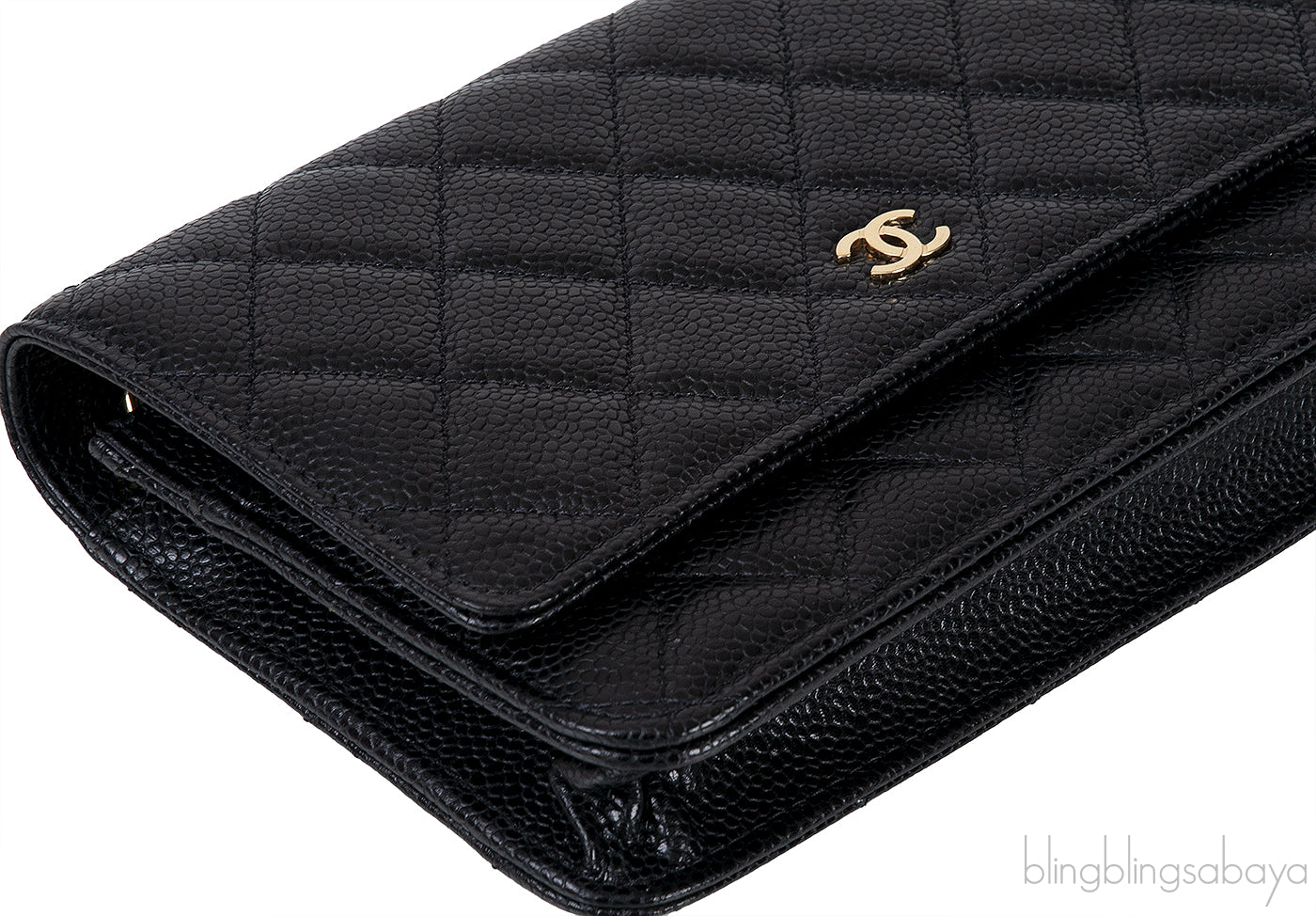 Black Quilted Caviar WOC Wallet on Chain