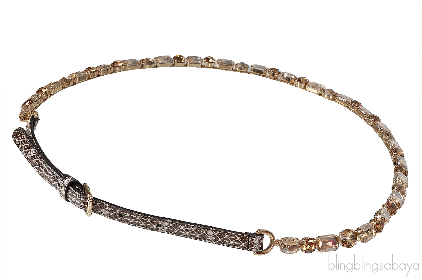 Python Crystal Embellished Slim Belt